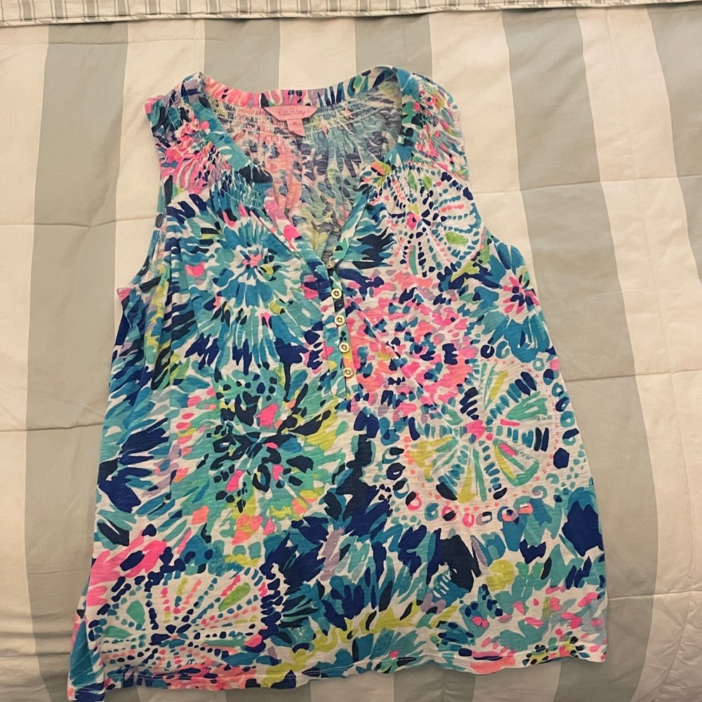 Lilly Pulitzer Vibrant Floral Sleeveless Blouse